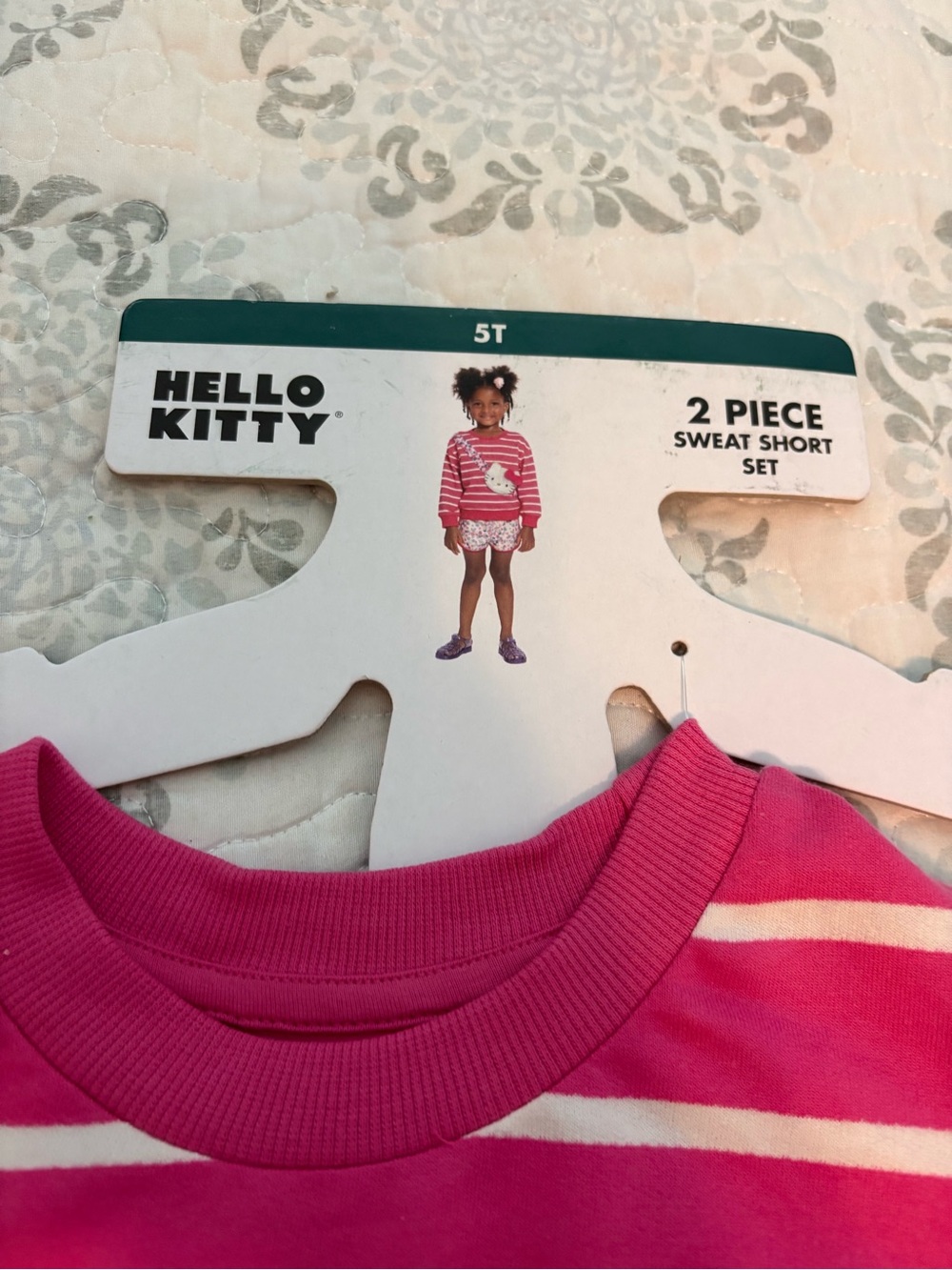 Hello Kitty Toddler Girls Sweatshirt and
Short Set Size 5T Pink Striped NWT - Picture 6 of 13